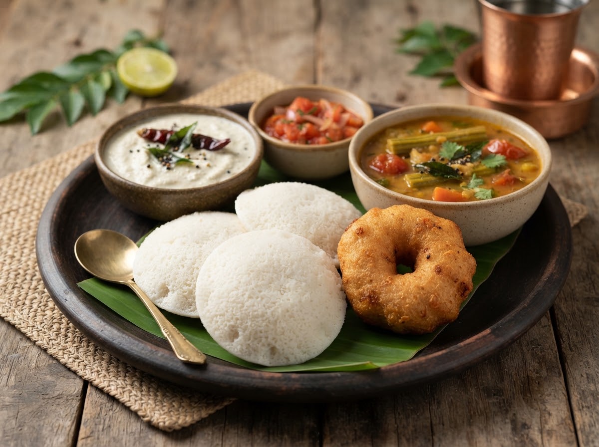 A spread of freshly cooked Indian dishes